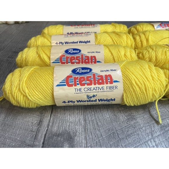 VTG Creslan Yarn Acrylic Fiber 4-ply Worsted Bright Yellow D116 Lot of 8 Skeins - Picture 2 of 5